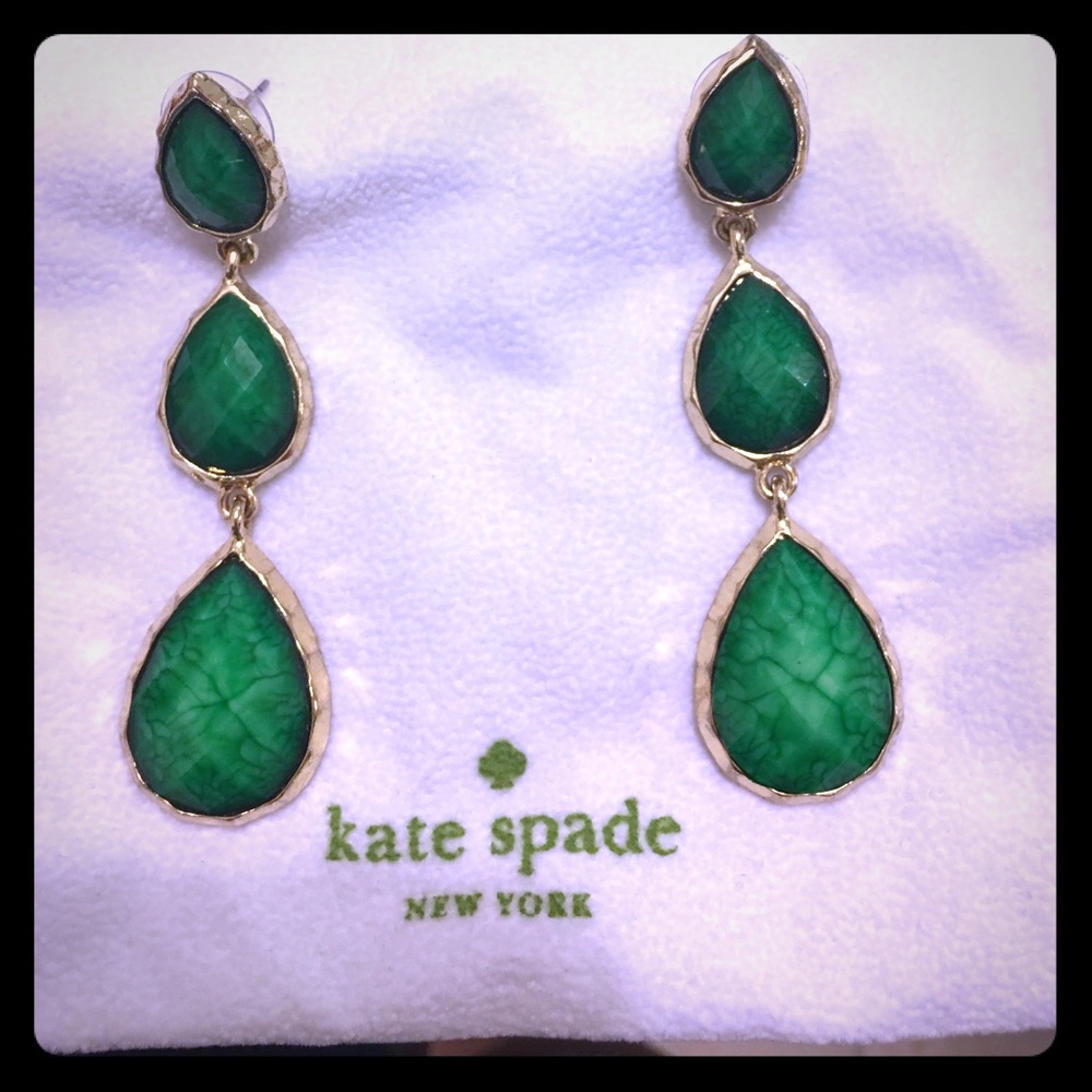 Kate Spade Emerald green tear drop earrings.